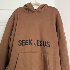 SEEK JESUS BRAND BROWN HOODIE